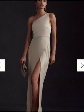 BHLDN Dylan One-Shoulder Satin Side-Slit